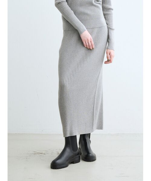 three dots / スリードッツ ニット・セーター | Lurex sweater rib skirt | 詳細6