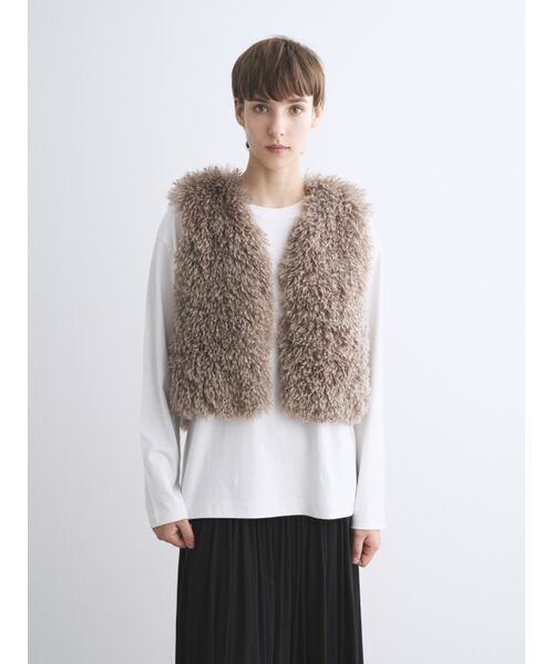 three dots / スリードッツ その他アウター | Wavy fur short gilet | 詳細16