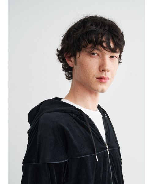 three dots / スリードッツ パーカー | Men's Cotton velour zip up hoodie | 詳細9