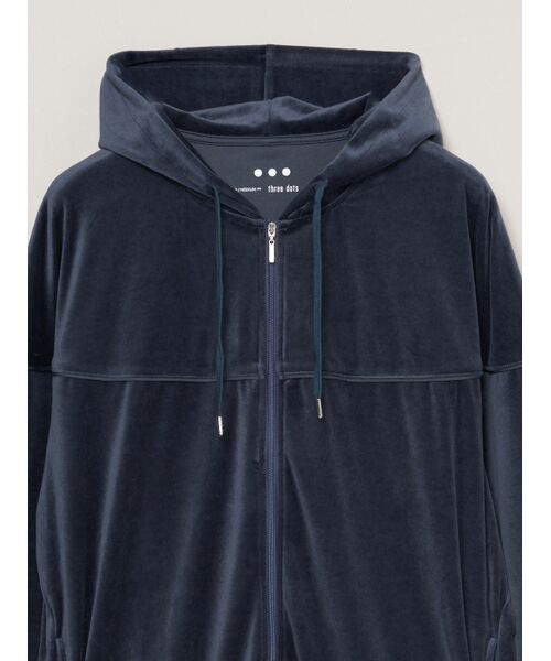 three dots / スリードッツ パーカー | Men's Cotton velour zip up hoodie | 詳細2