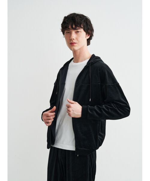 three dots / スリードッツ パーカー | Men's Cotton velour zip up hoodie | 詳細6