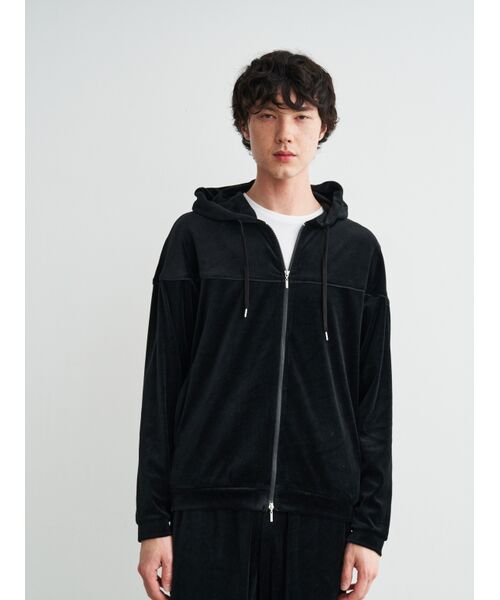 three dots / スリードッツ パーカー | Men's Cotton velour zip up hoodie | 詳細7