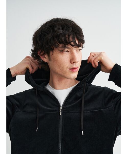 three dots / スリードッツ パーカー | Men's Cotton velour zip up hoodie | 詳細8