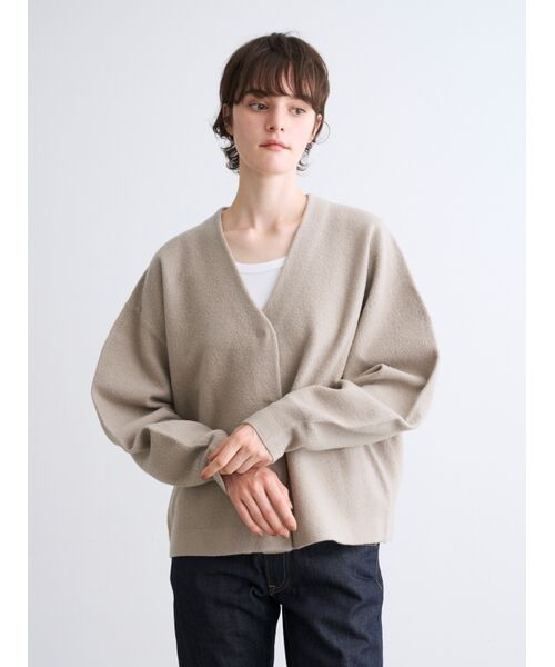 three dots / スリードッツ カーディガン・ボレロ | Felt sweater blouson cardigan | 詳細7