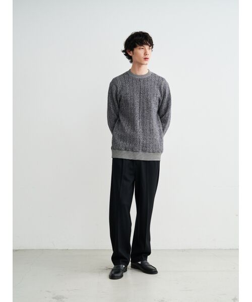 three dots / スリードッツ ニット・セーター | Men's boiled herringbone l/s crew | 詳細9