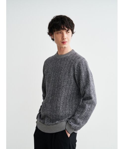 three dots / スリードッツ ニット・セーター | Men's boiled herringbone l/s crew | 詳細6