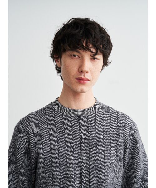 three dots / スリードッツ ニット・セーター | Men's boiled herringbone l/s crew | 詳細8