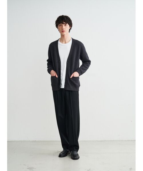 three dots / スリードッツ カーディガン・ボレロ | Men'sboiled herringbone v neck cardigan | 詳細9