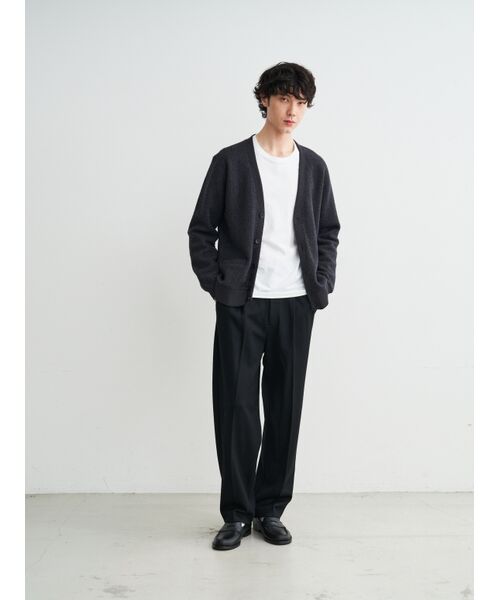 three dots / スリードッツ カーディガン・ボレロ | Men'sboiled herringbone v neck cardigan | 詳細10