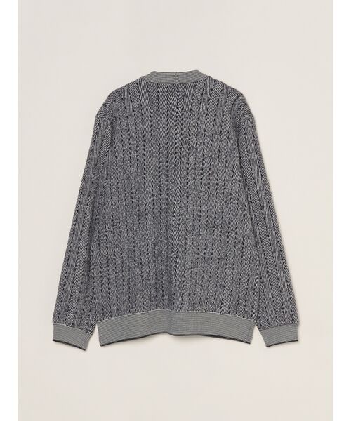 three dots / スリードッツ カーディガン・ボレロ | Men'sboiled herringbone v neck cardigan | 詳細1