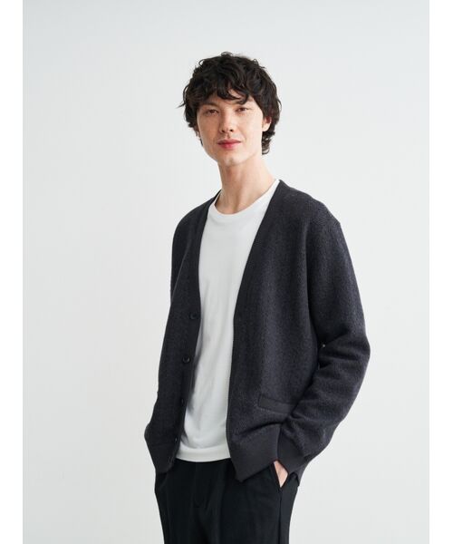 three dots / スリードッツ カーディガン・ボレロ | Men'sboiled herringbone v neck cardigan | 詳細6