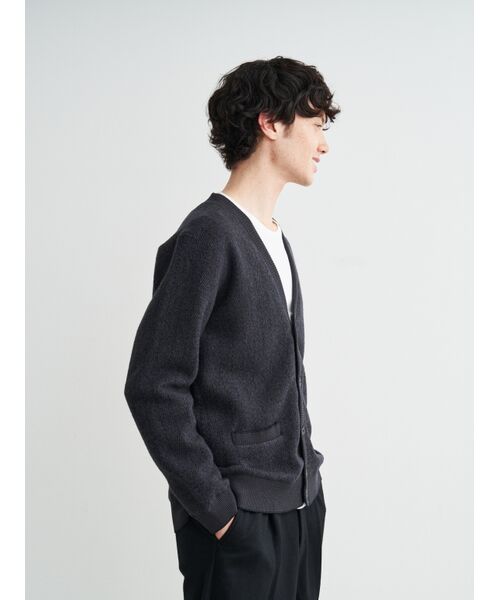 three dots / スリードッツ カーディガン・ボレロ | Men'sboiled herringbone v neck cardigan | 詳細7