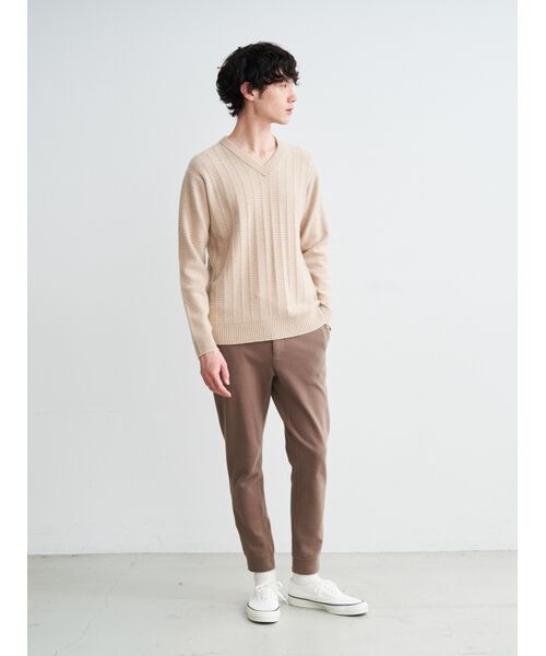 three dots / スリードッツ ニット・セーター | Men's crazy border l/s v neck | 詳細10