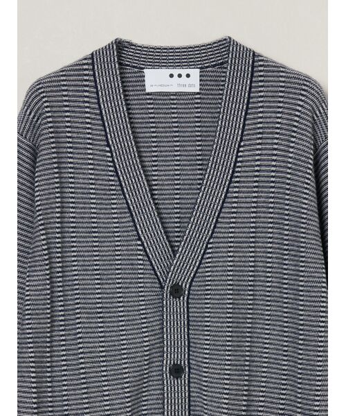 three dots / スリードッツ カーディガン・ボレロ | Men's crazy border vneckcardigan | 詳細2