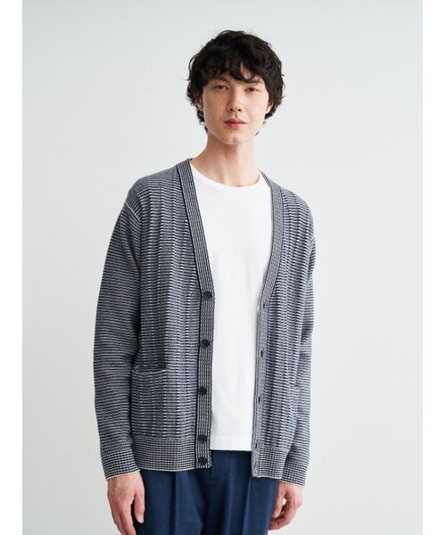 three dots / スリードッツ カーディガン・ボレロ | Men's crazy border vneckcardigan | 詳細6