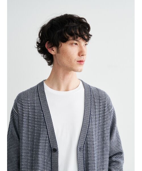 three dots / スリードッツ カーディガン・ボレロ | Men's crazy border vneckcardigan | 詳細8