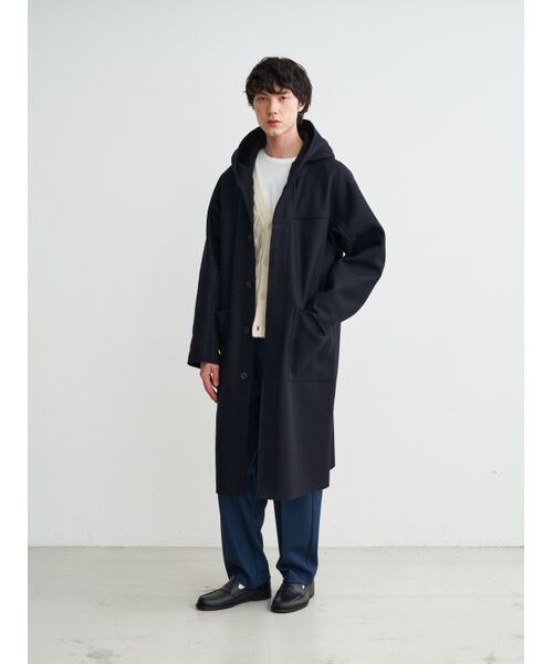 three dots / スリードッツ ニット・セーター | Men's fine merino melton hoodie coat | 詳細10