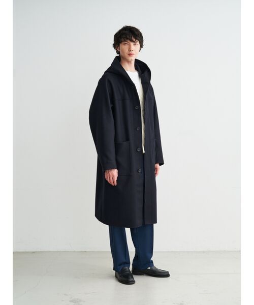 three dots / スリードッツ ニット・セーター | Men's fine merino melton hoodie coat | 詳細7