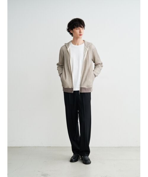 three dots / スリードッツ パーカー | Men's cotton waffle zip up hoody | 詳細10