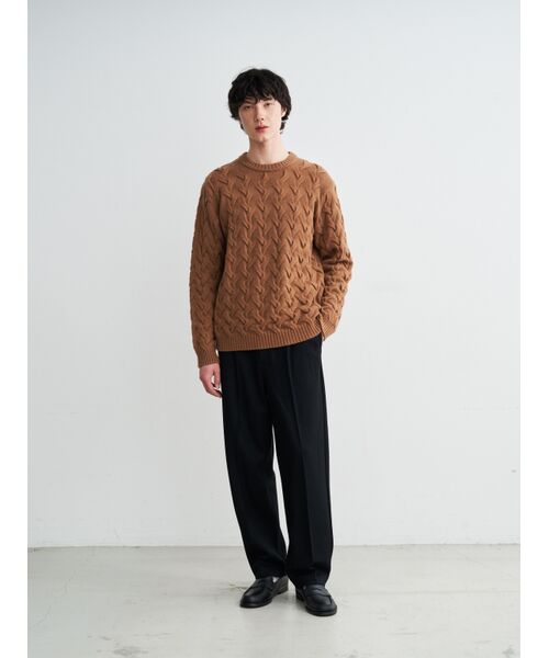 three dots / スリードッツ ニット・セーター | Men's tasmania cable l/s crew neck sweater | 詳細9