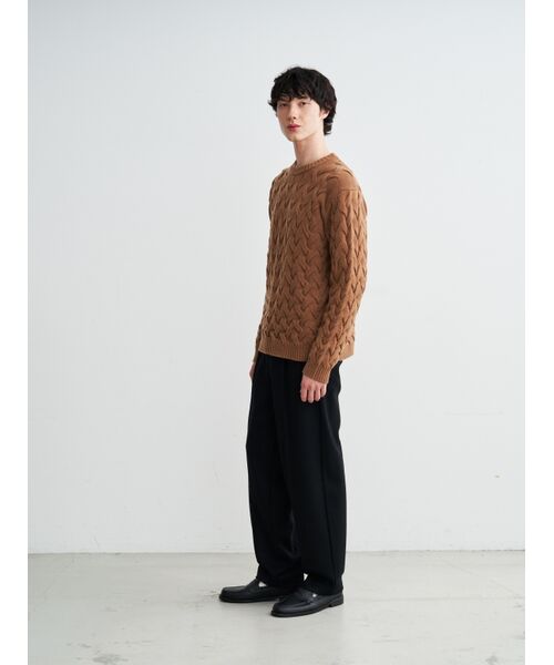 three dots / スリードッツ ニット・セーター | Men's tasmania cable l/s crew neck sweater | 詳細10