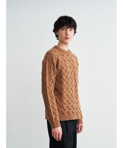 three dots / スリードッツ ニット・セーター | Men's tasmania cable l/s crew neck sweater | 詳細6