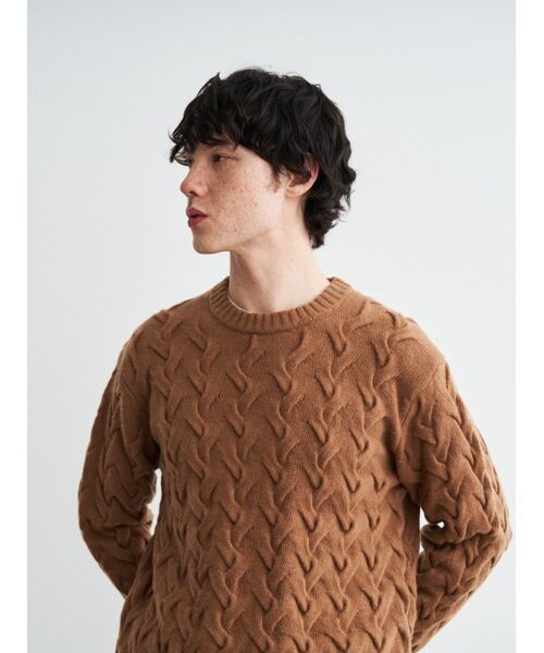 three dots / スリードッツ ニット・セーター | Men's tasmania cable l/s crew neck sweater | 詳細7