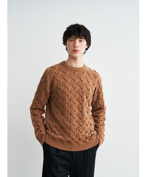 three dots / スリードッツ ニット・セーター | Men's tasmania cable l/s crew neck sweater | 詳細8