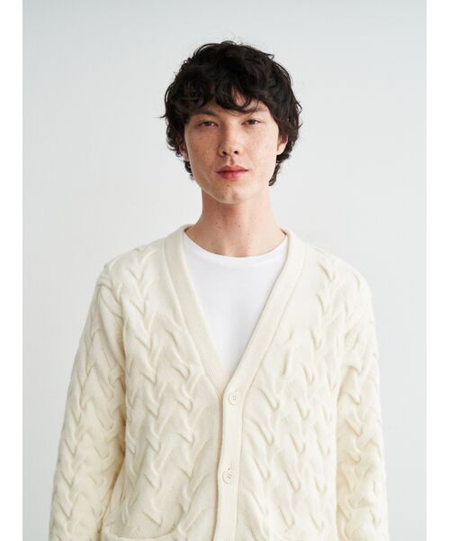 three dots / スリードッツ カーディガン・ボレロ | Men's tasmania cable cardigan | 詳細8