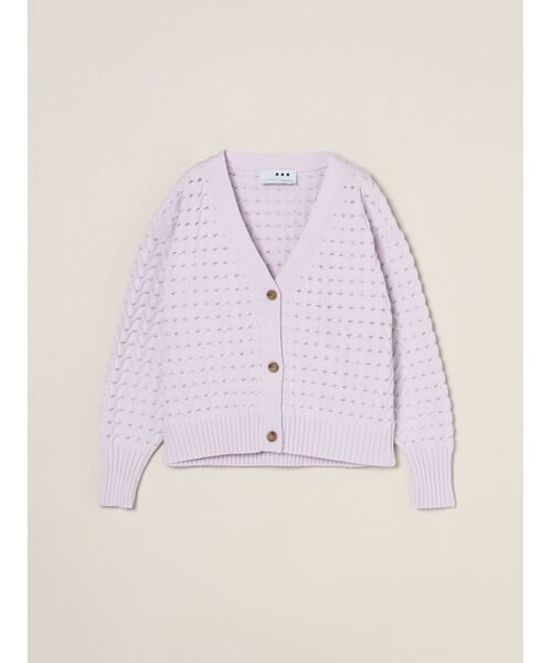 three dots / スリードッツ その他トップス | Spongy smooth mesh cardigan（purple）