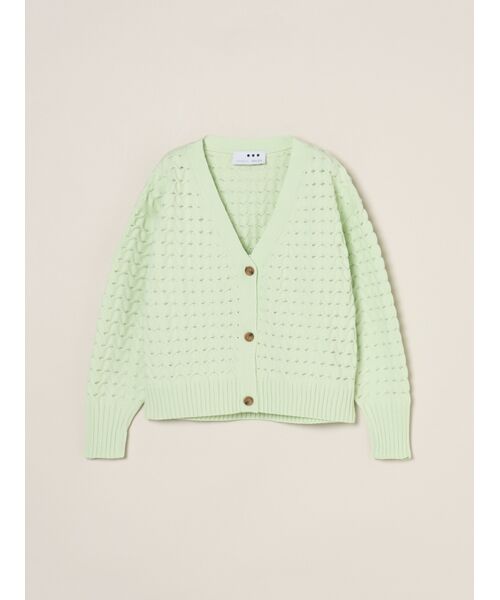 three dots / スリードッツ その他トップス | Spongy smooth mesh cardigan（mint）