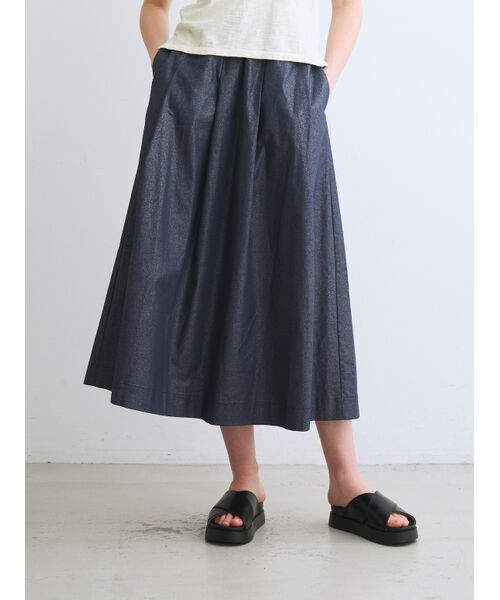 three dots / スリードッツ スカート | Glossy twill skirt | 詳細6