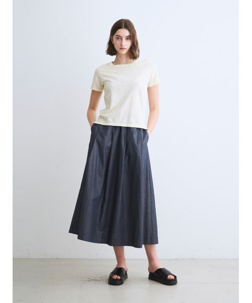 three dots / スリードッツ スカート | Glossy twill skirt | 詳細7