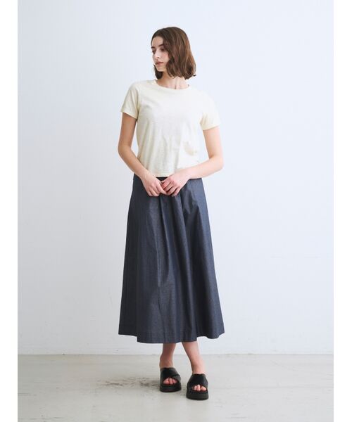 three dots / スリードッツ スカート | Glossy twill skirt | 詳細8