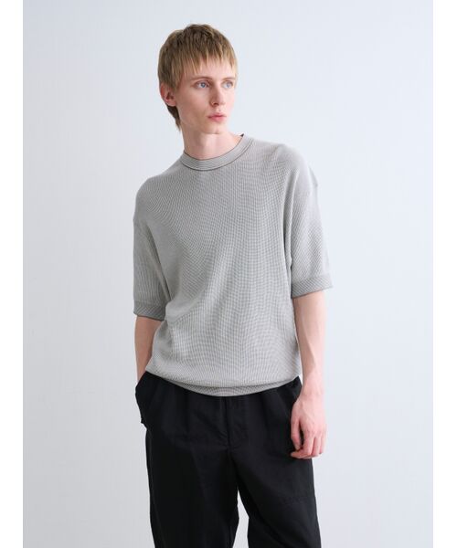 three dots / スリードッツ Tシャツ | Men's organic cotton waffle t-shirt | 詳細6