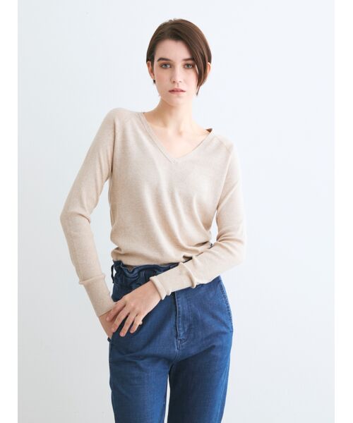 three dots / スリードッツ ニット・セーター | Cotton melange l/s v neck | 詳細7