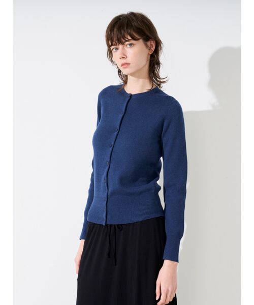 three dots スリードッツ コットンメランジ クルーネックカーディガン Cotton melange l/s crew cardigan｜スリードッツ オフィシャル