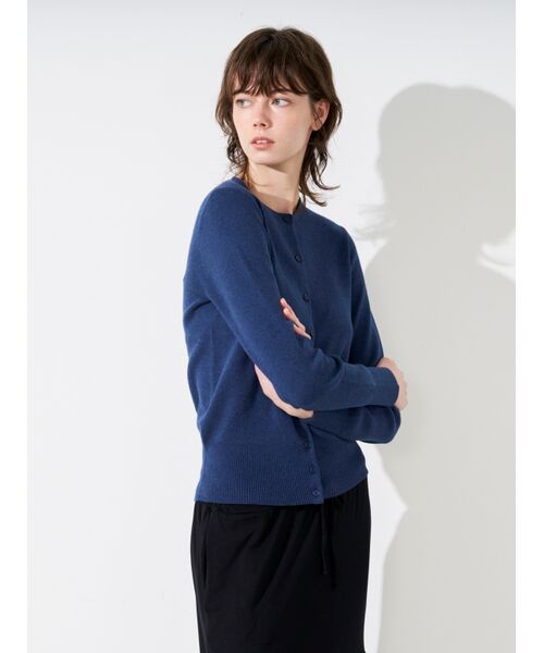 three dots / スリードッツ カーディガン・ボレロ | Cotton melange l/s crew cardigan | 詳細7