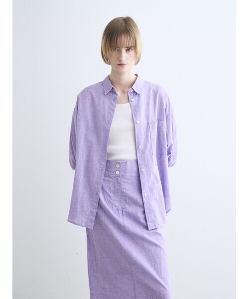 three dots / スリードッツ シャツ・ブラウス | Cotton linen shirt | 詳細6