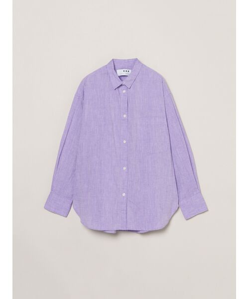 three dots / スリードッツ シャツ・ブラウス | Cotton linen shirt（purple）