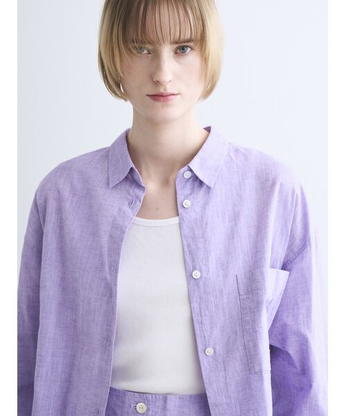 three dots / スリードッツ シャツ・ブラウス | Cotton linen shirt | 詳細7