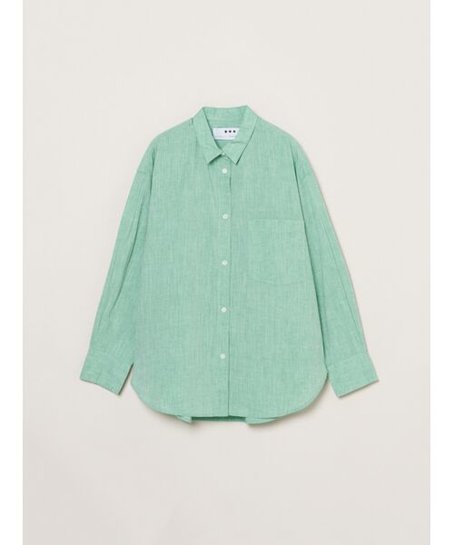 three dots / スリードッツ シャツ・ブラウス | Cotton linen shirt（green）