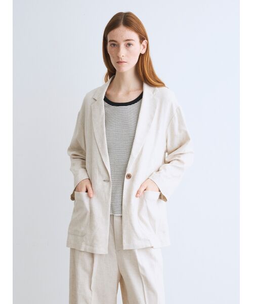 Rayon linen jacket （テーラードジャケット）｜three dots