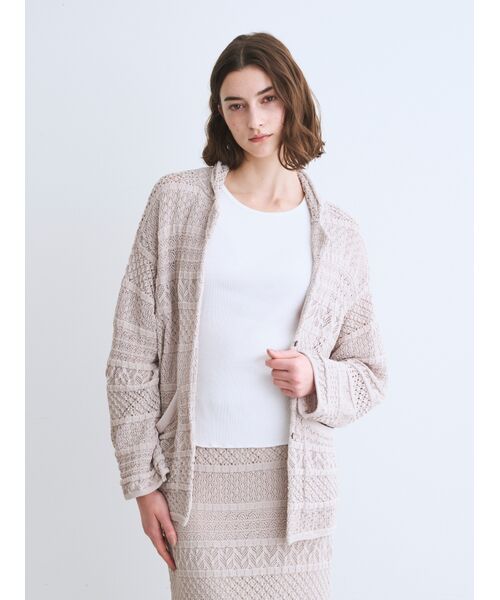 three dots / スリードッツ その他アウター | Striped lace jacket | 詳細6