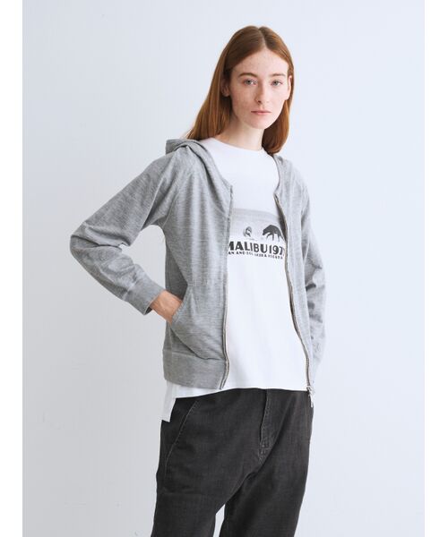 セール】 Sheer slub zip up hoody （その他トップス）｜three