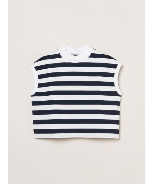 three dots / スリードッツ Tシャツ | Big stripe french slv tee(white/navy)