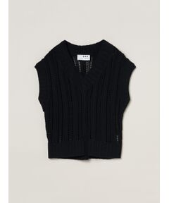 three dots / スリードッツ ニット・セーター | Mesh cotton sweater vest