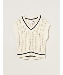 three dots / スリードッツ ニット・セーター | Mesh cotton sweater vest
