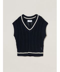 three dots / スリードッツ ニット・セーター | Mesh cotton sweater vest