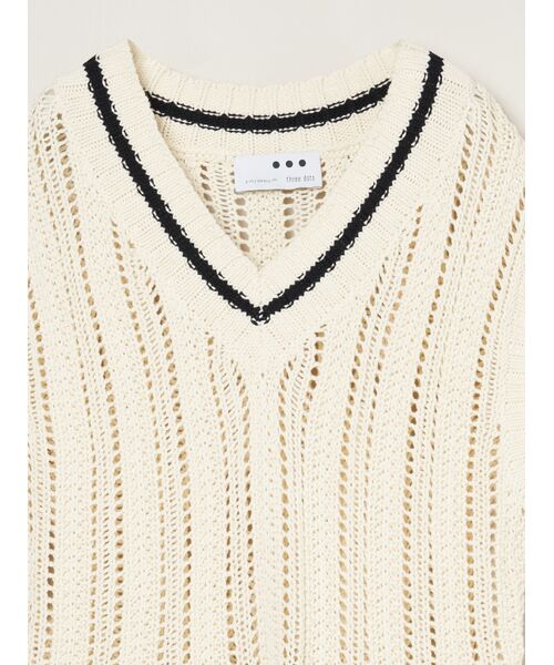 three dots / スリードッツ ニット・セーター | Mesh cotton sweater vest | 詳細2
